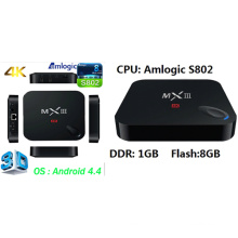Смарт Android ТВ коробка с Amlogic S802, 1 ГБ, 8 ГБ четырехъядерных процессоров, Dts, Dolby, 4 k видео, 3D Google Android 4.4 Интернет Отт TV Box Set Top Box модель: Mxiii